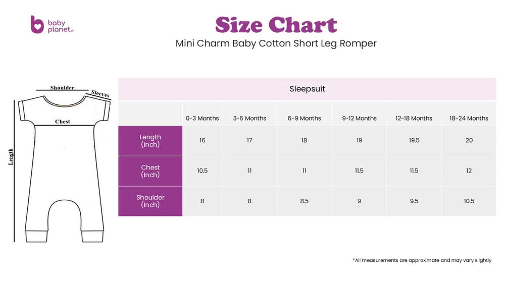 Baby Short-Body Printed Cotton Romper Unicorn White - Mini Charm