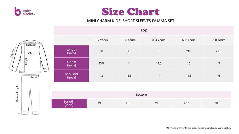 Kids Printed Cotton Half Sleeves Pajama Set Magical White - Mini Charm