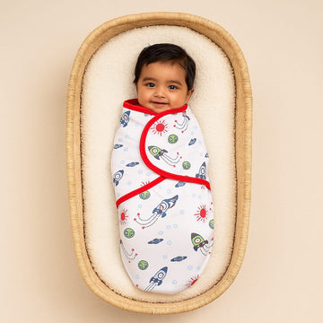 Baby Adjustable White Swaddle Rocket - Sunshine