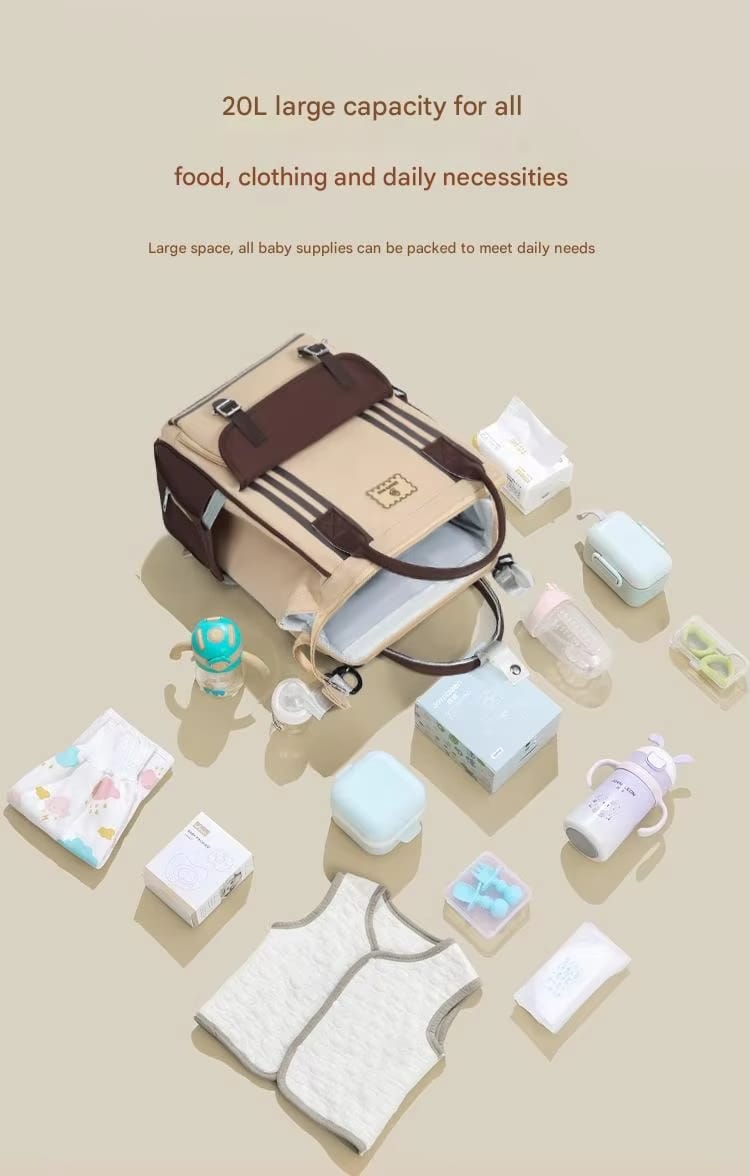 Baby Diaper Bag (Waterproof) Pink & Brown - Sunshine
