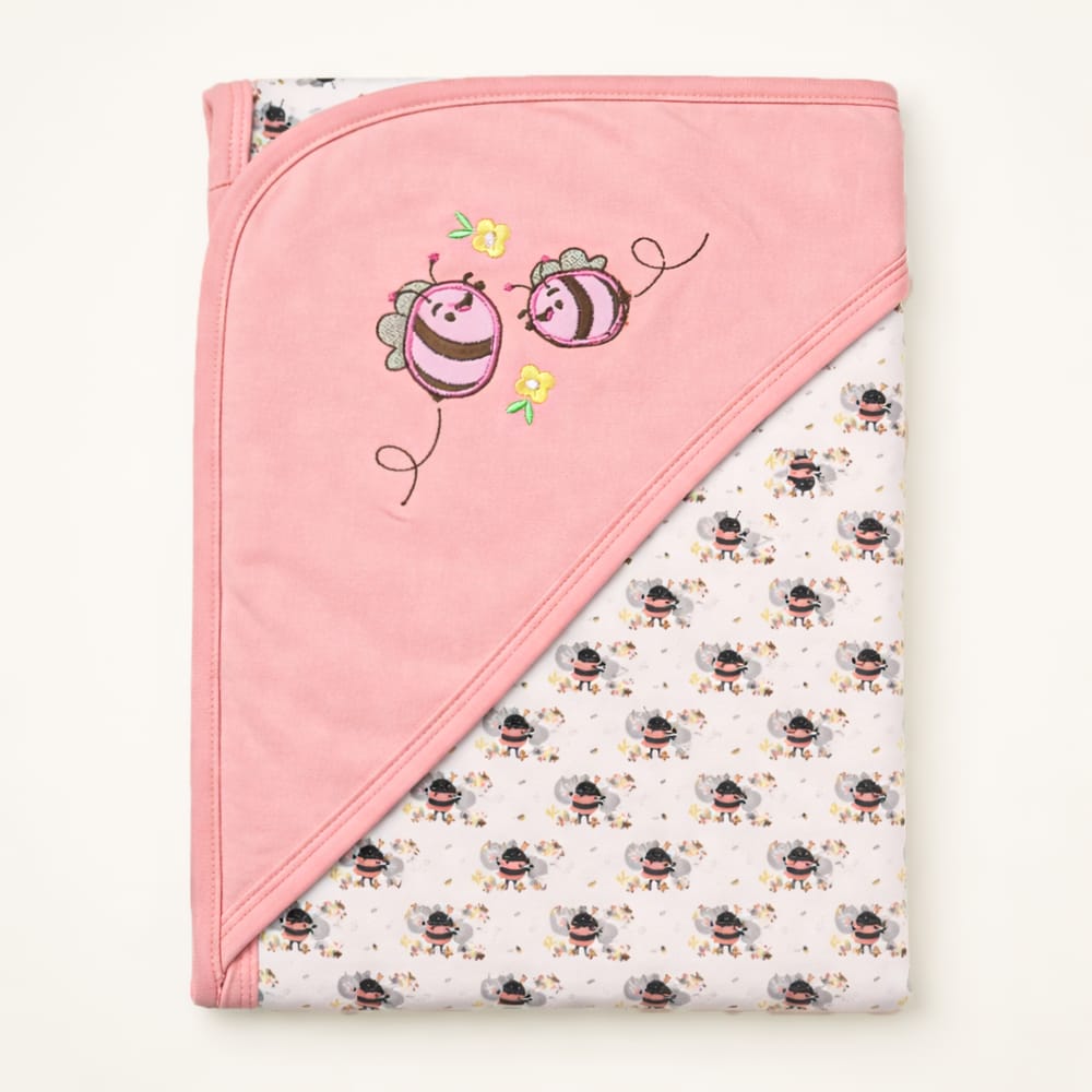 Baby Hooded Wrapping Sheet Bee Pink - Sunshine