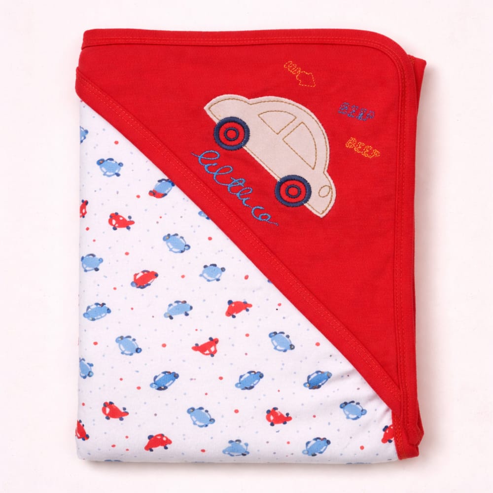 Baby Hooded Wrapping Sheet Cars Red (30 X 30 In) - Sunshine