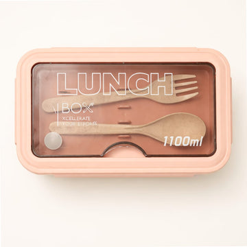 Kids plastic Lunch Box With Spoons Pink 1100Ml - Sunshine