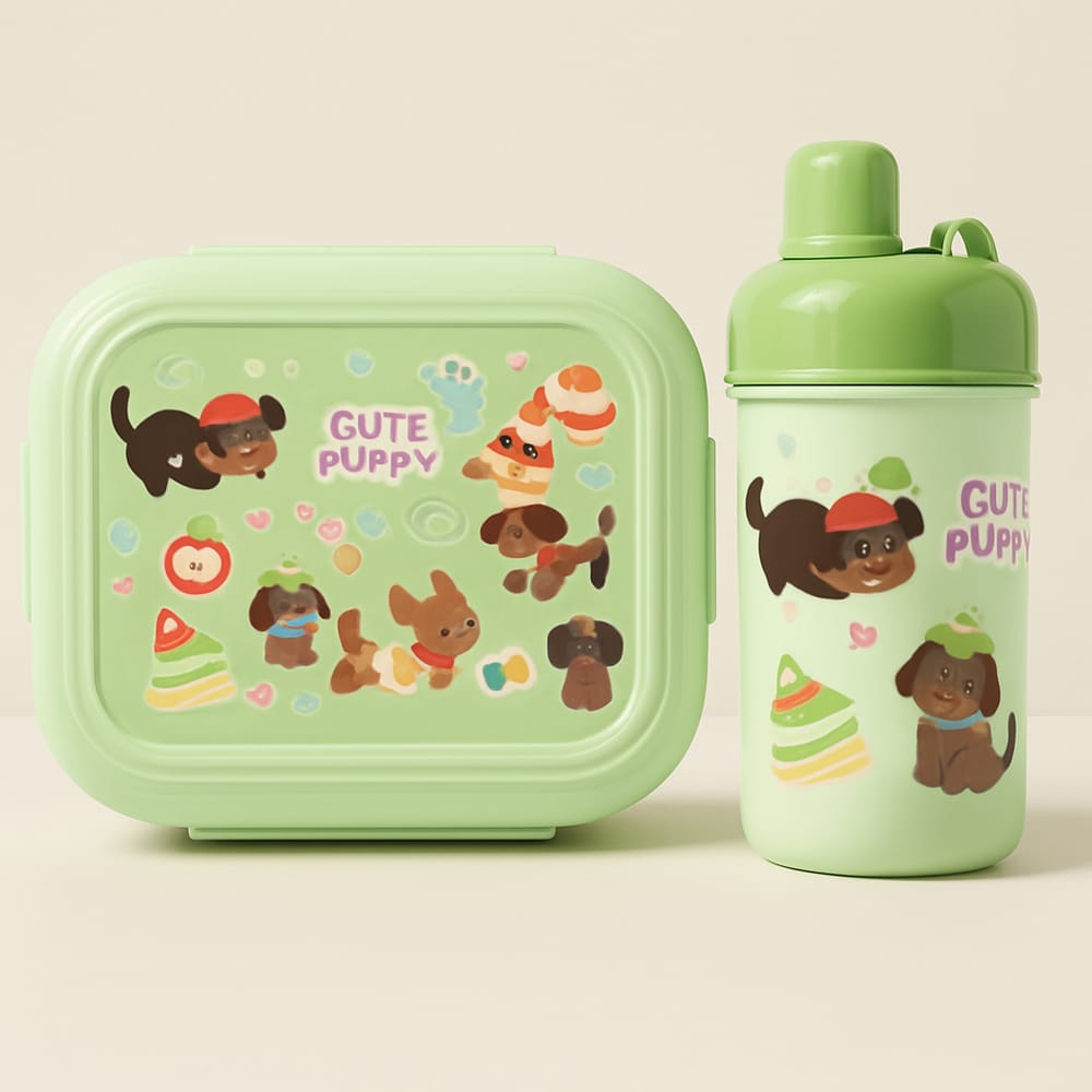 Kids Plastic Lunch Box & Water Bottle Set Green - Sunshine